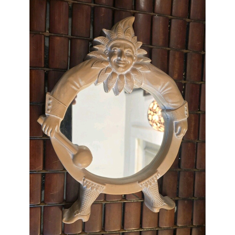 Vintage Court Jester Pagliacci Mirror Chalkware 12"x9"x2"